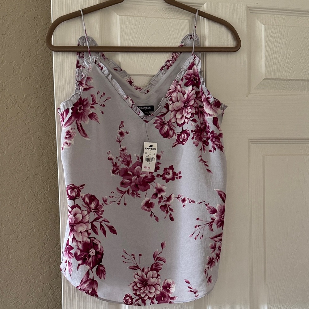Express Women's Camisole - Purple Floral on Gray NWT